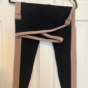 Beyond Yoga Black and Taupe Crossover Leggings